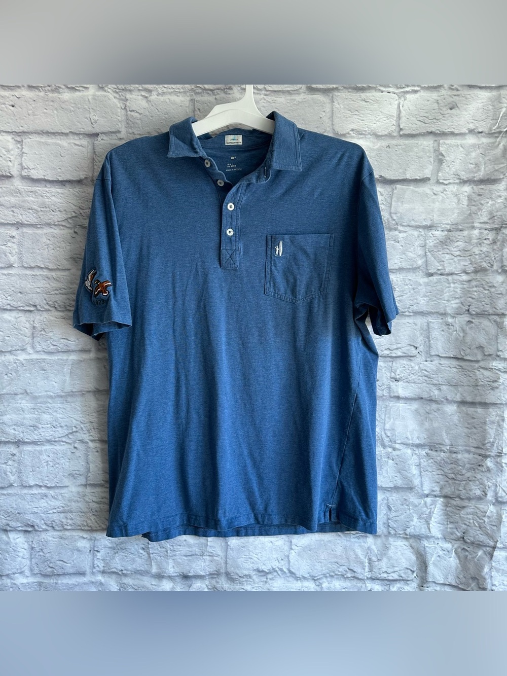 PREOWNED JOHNNIE-O HANGIN OUT BLUE SHORT SLEEVE POLO SHIRT MENS SIZE L/XL